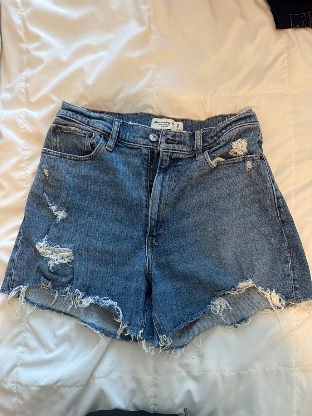 Abercrombie & Fitch Distressed Denim Jean Shorts - Blue
